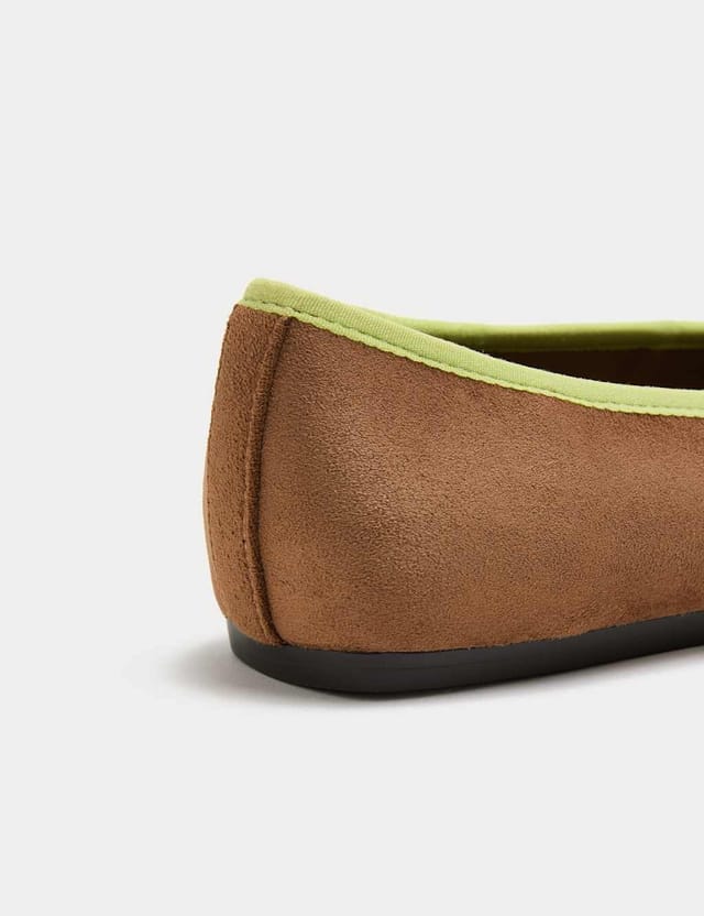 Marks & Spencer M&S Contrast Trim Flat Ballet Pumps Taupe Mix - 2