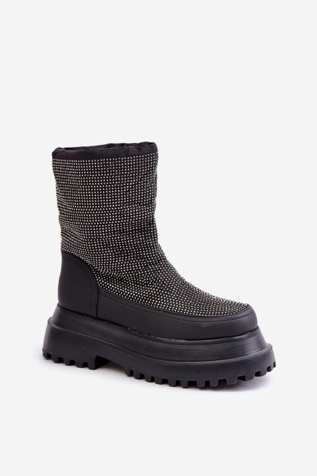 Love Lace Love Lace Women's Frost & Wind Resistant Platform Snow Boots with Drawstring in Black - 2