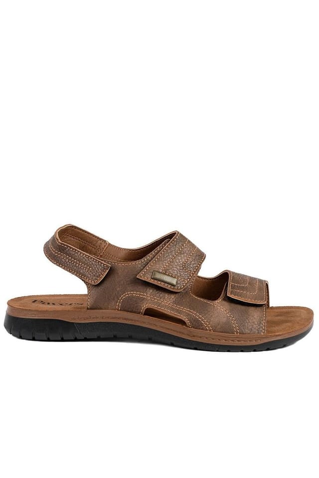 Pavers Pavers Men's Touch Fasten Casual Sandals with Flat Heels in Brown - 2