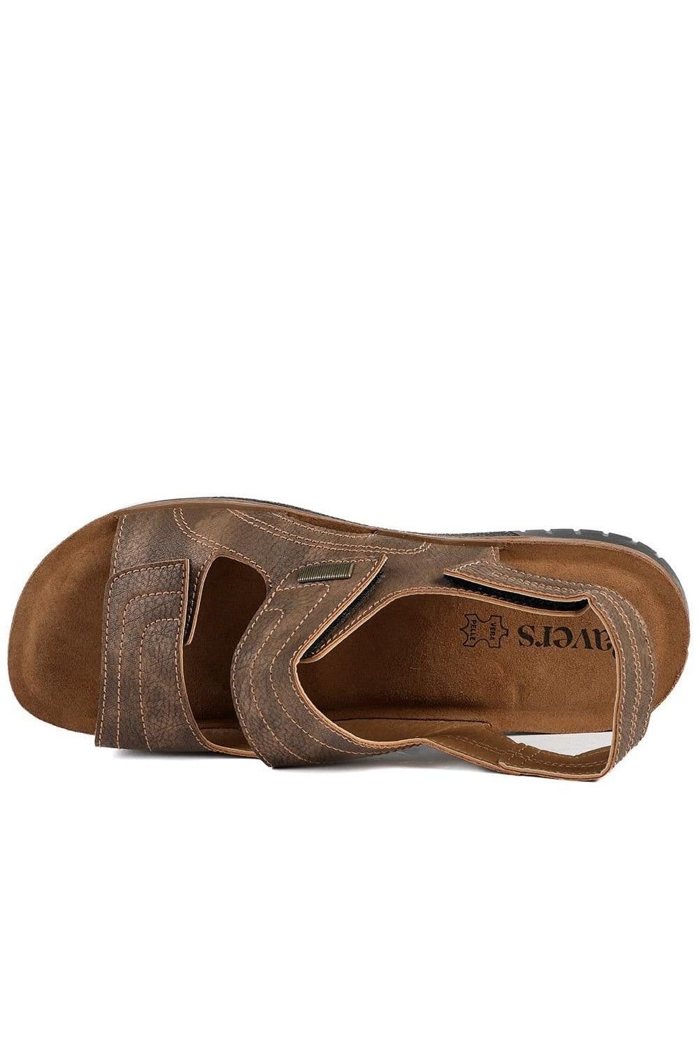 Pavers Pavers Men's Touch Fasten Casual Sandals with Flat Heels in Brown - 4