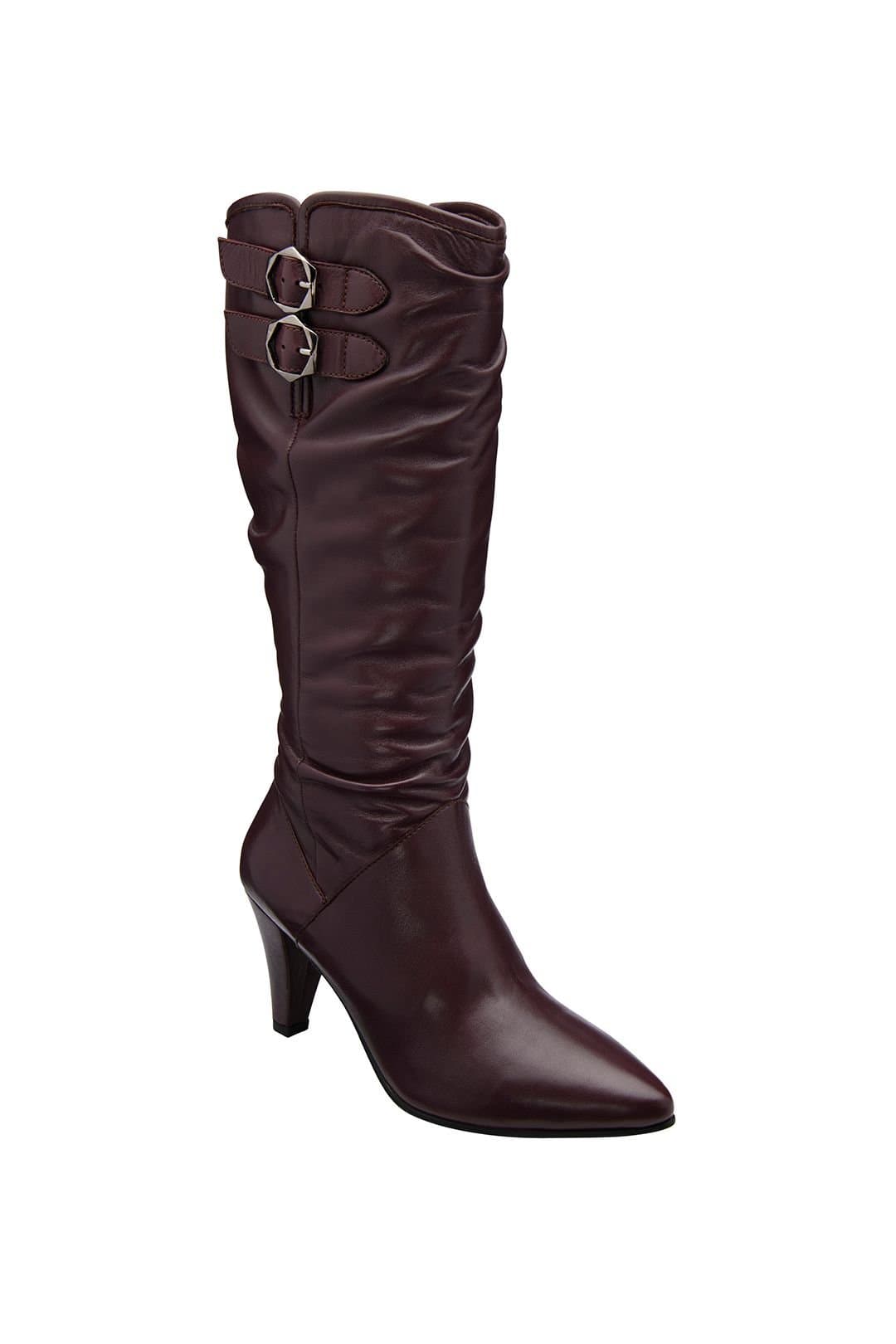Ravel Ravel Women's 'Manton' Leather Heeled Knee-High Boots in Burgundy