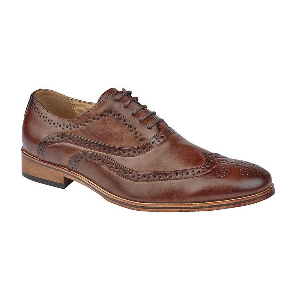 Goor Goor Men's 5 Eye Wing Capped Oxford Brogues in Brown