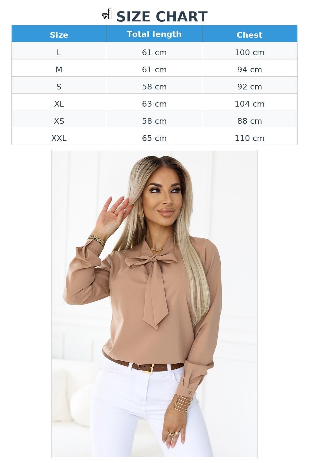 Love Lace Love Lace Women's Mocha Mousse Bow Neck Business Blouse in Beige - 4