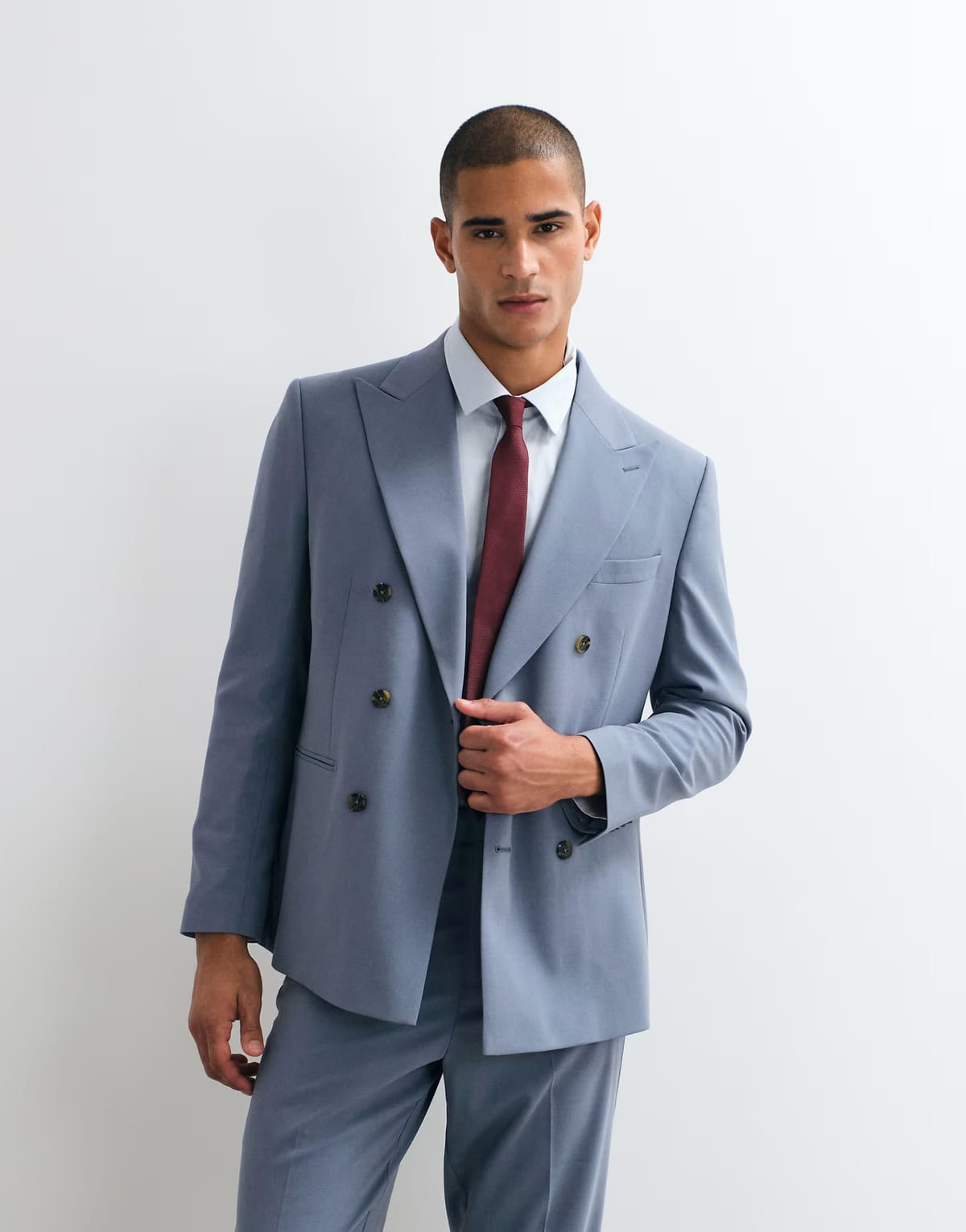 ASOS ASOS DESIGN regular double breasted suit blazer in blue - 1