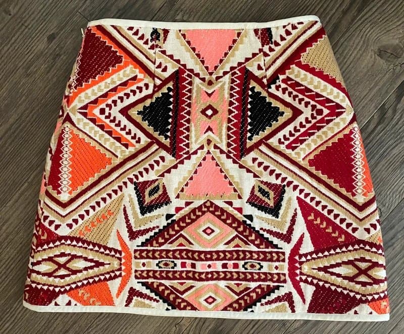 Topshop Topshop stunning boho high waisted embroidered pattern mini skirt - Size 8