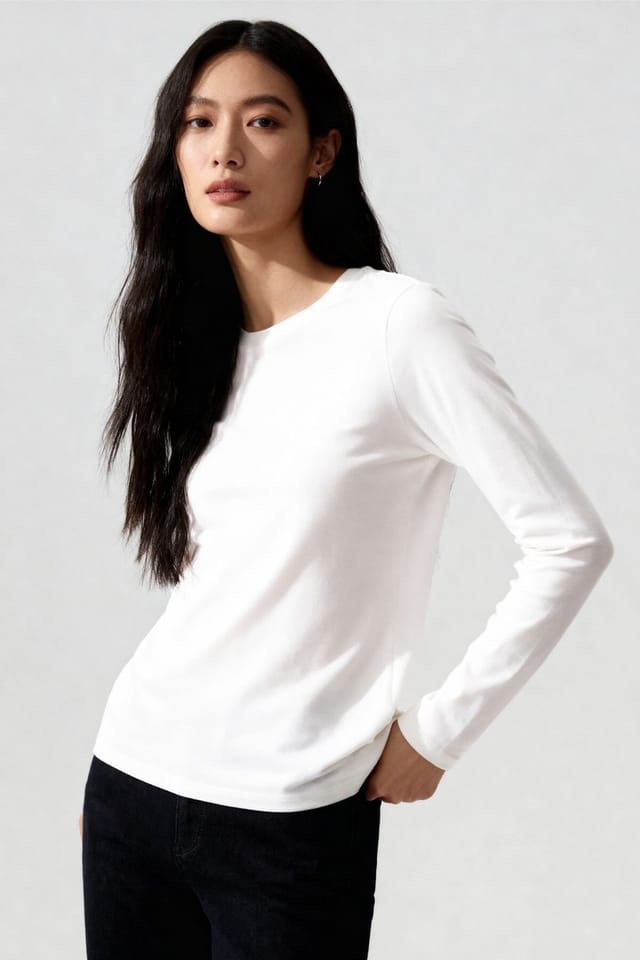Tommy Life Tommy Life Women's Long-Sleeve Crew Neck T-Shirt in Charcoal - 3