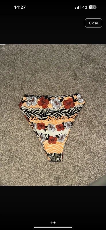 PrettyLittleThing PLT high waisted zebra floral print bikini bottoms
