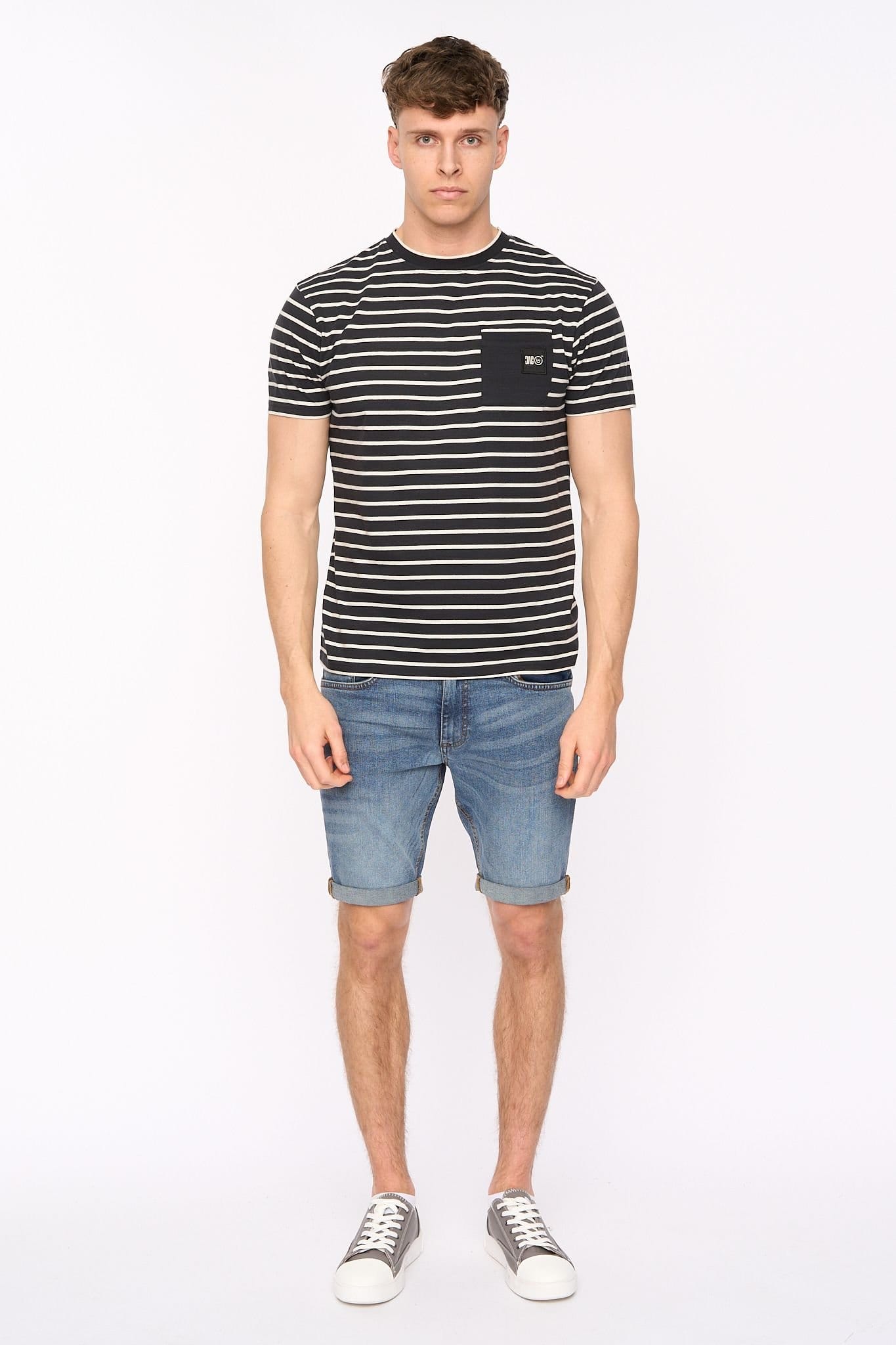 Duck&Cover Duck&Cover Men's Danversity Striped Cotton T-Shirt with Chest Pocket in Black - 4