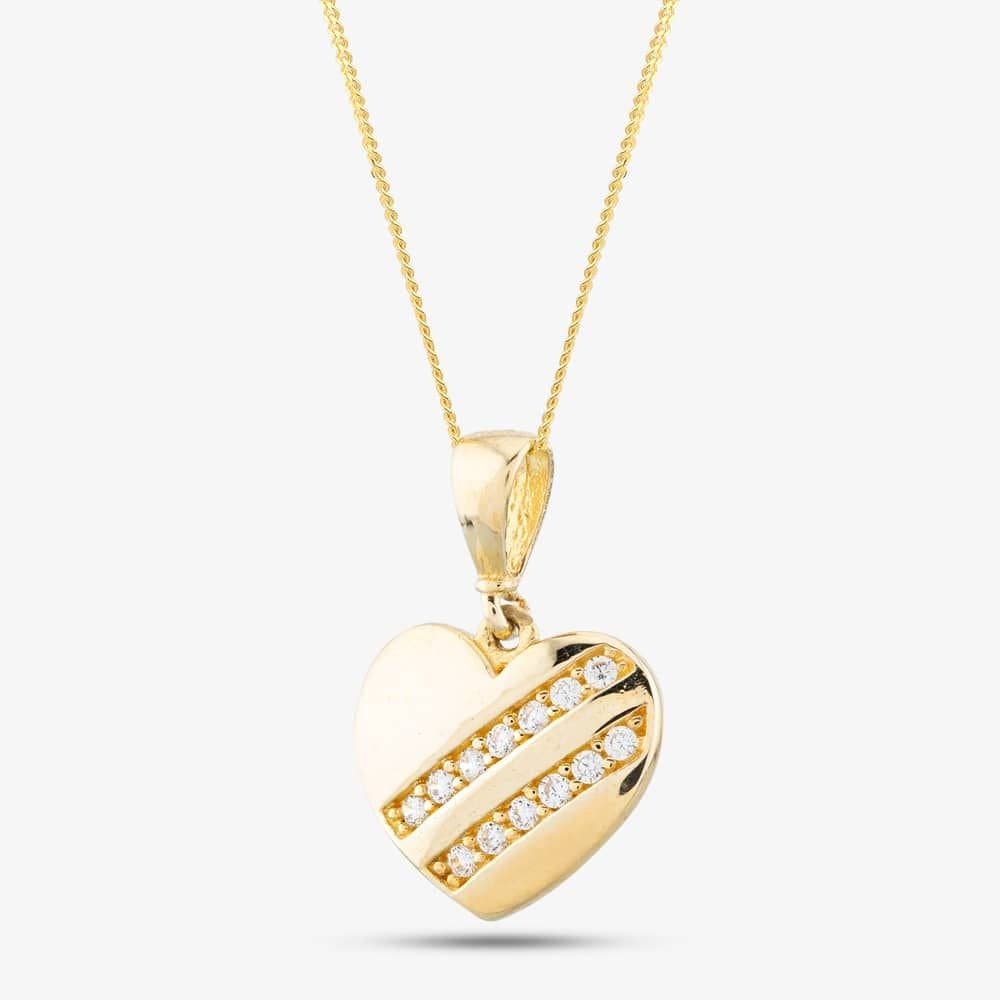 T.H.Baker T.H.Baker Gold Cubic Zirconia Heart Necklace P1610Y