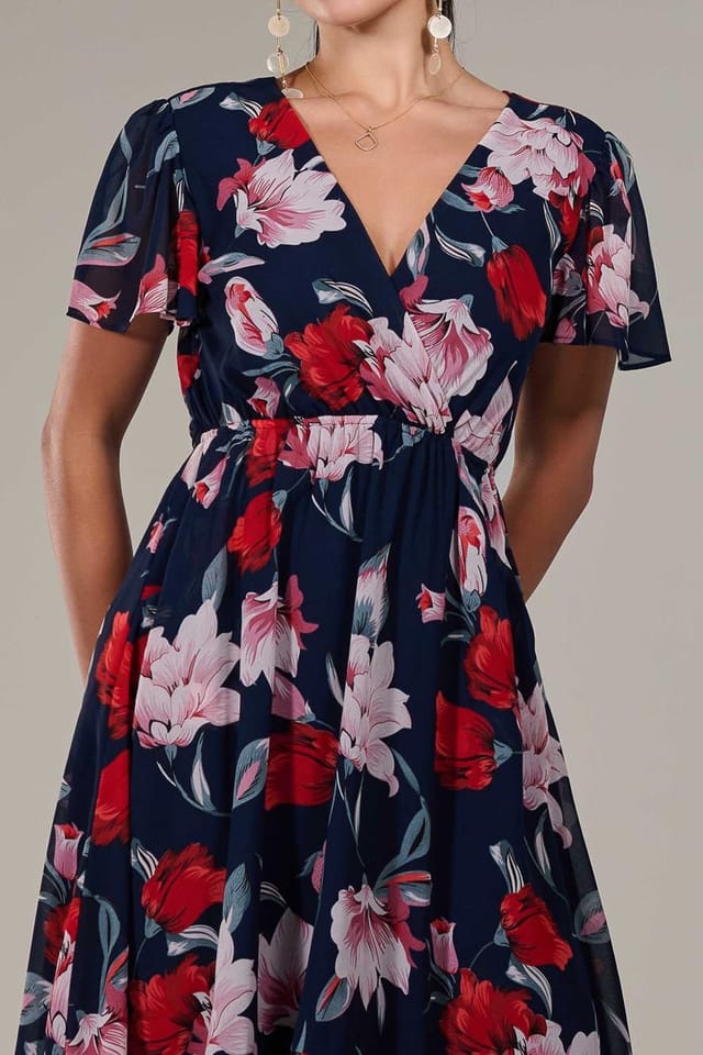 Jolie Moi Jolie Moi Women's Petite High-Low Midaxi Dress in Mid Navy - 3