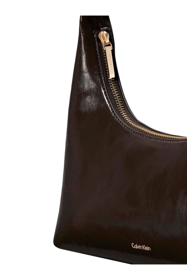 Calvin Klein Calvin Klein Women's Foil Logo Glossy Shoulder Bag Brown - 2