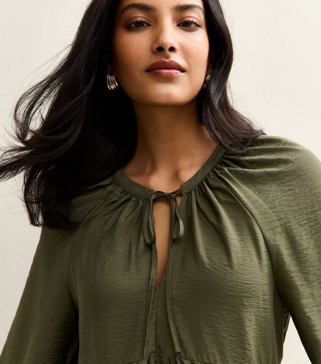 New Look Women's Khaki Long Sleeve Smock Mini Dress New Look - 2