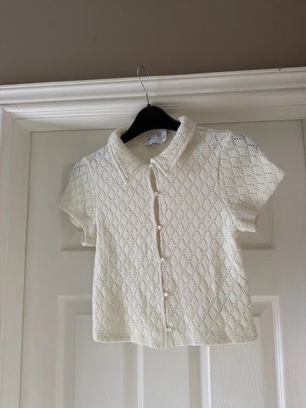 ASOS Design ASOS design white crochet knit cropped t shirt