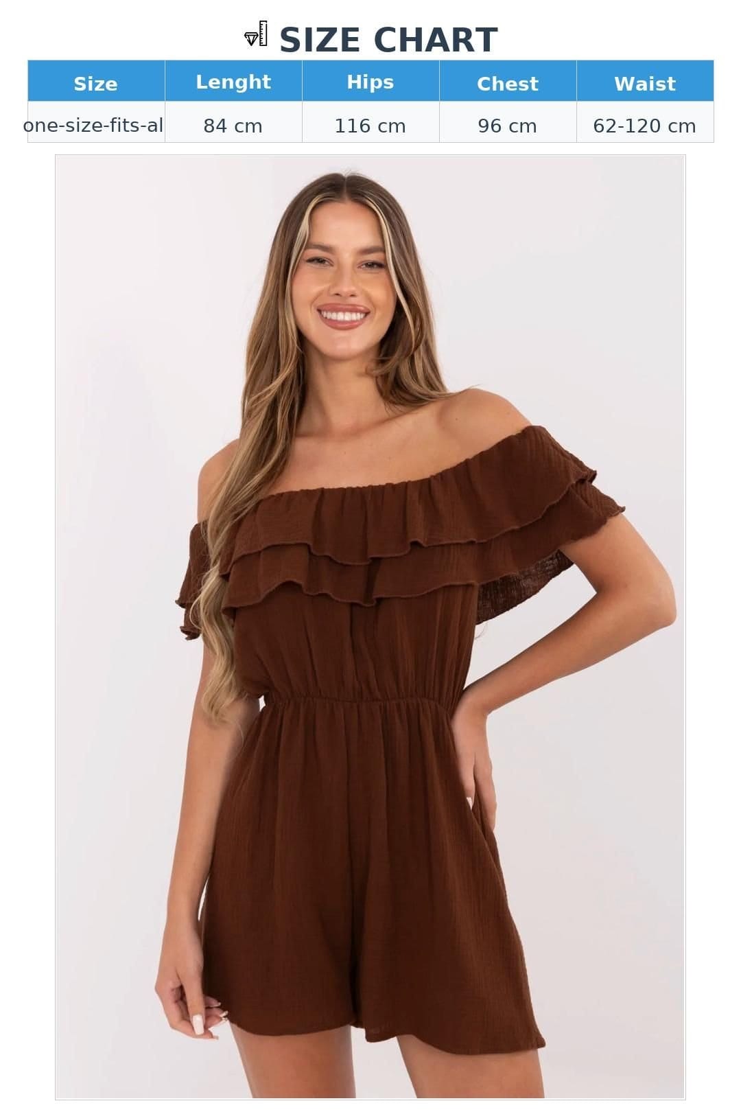 Love Lace Love Lace Women's Light Muslin Off-Shoulder Sleeveless Jumpsuit in Brown - 4