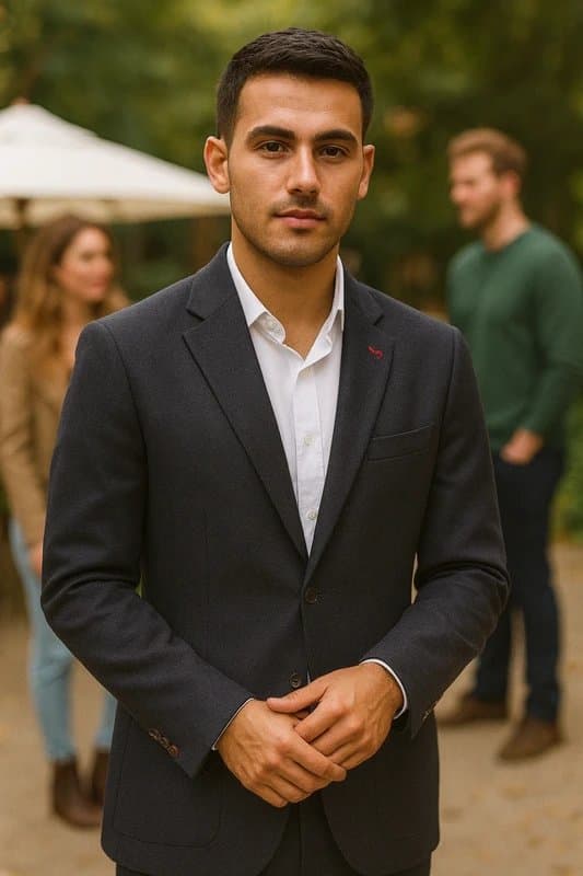 Burton Mens Wedding Prom Engagement GuestNavy Textured Tailored Jacket – Excellent Condition