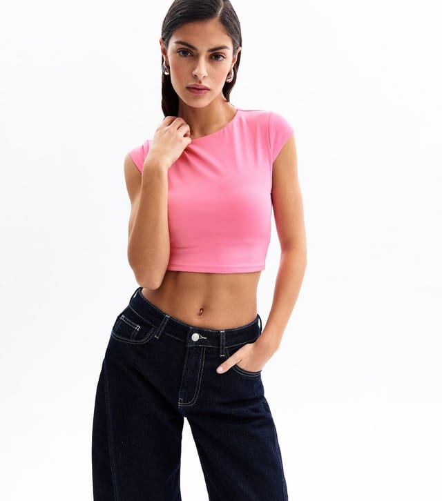 New Look Women's Pink Twist Back Cropped Top New Look - 2