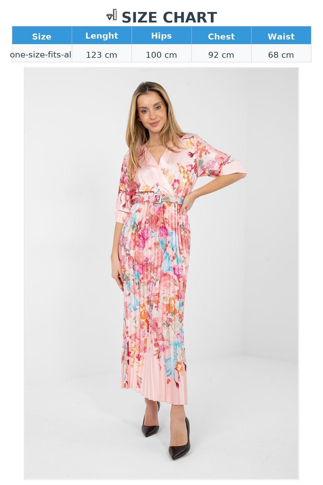 Love Lace Love Lace Women's Summer Floral Wrap Maxi Dress with Pleats in Pink - 4
