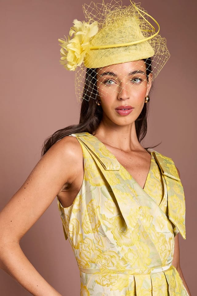 Coast Coast Women's Lisa Tan Bow Shoulder Jacquard Midi Dress in Yellow - 3