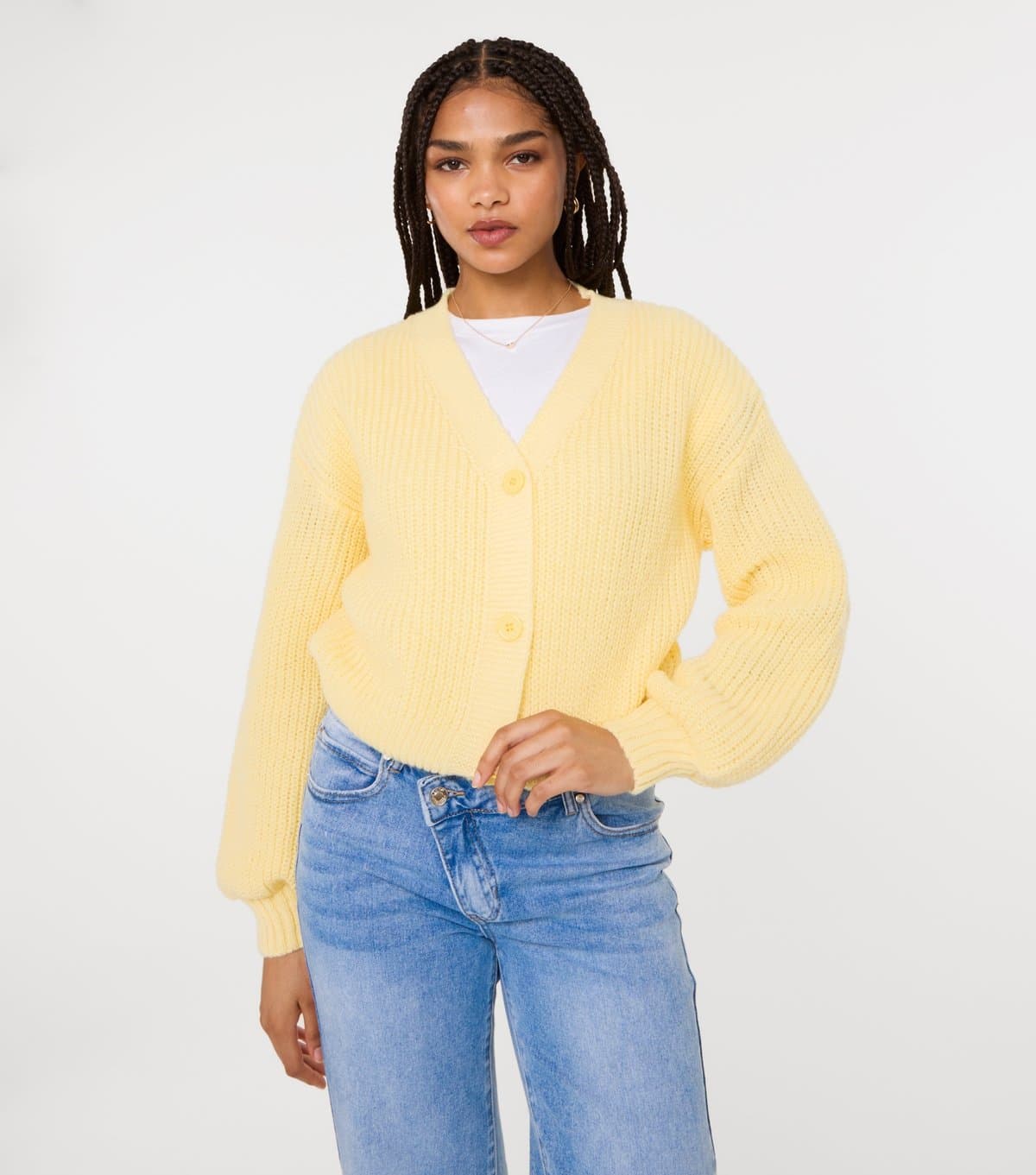 Pink Vanilla Women's Light Yellow Crop Cardigan Pink Vanilla New Look