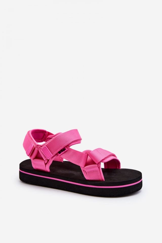 Love Lace Love Lace Women's Sporty Textile Velcro Strap Foam Platform Sandals Summer in Pink - 2