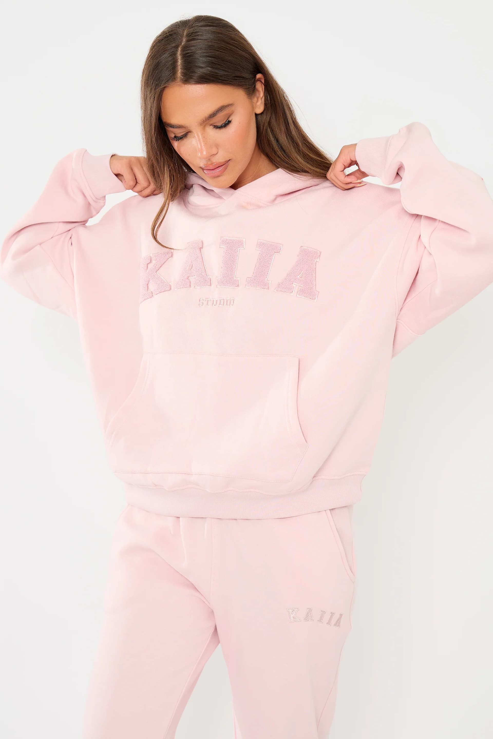 Kaiia Kaiia Pink Chai Slogan Oversized Hoodie