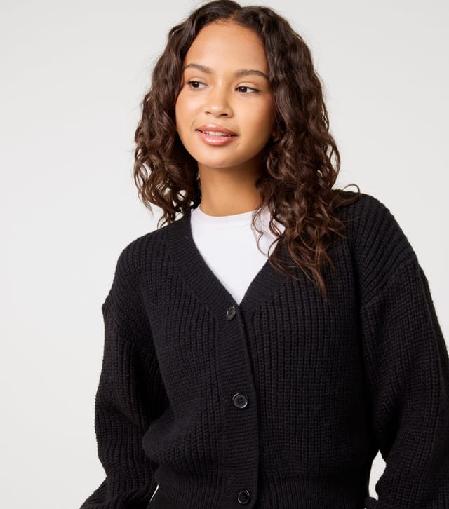 Pink Vanilla Women's Black Cropped Cardigan Pink Vanilla New Look - 3