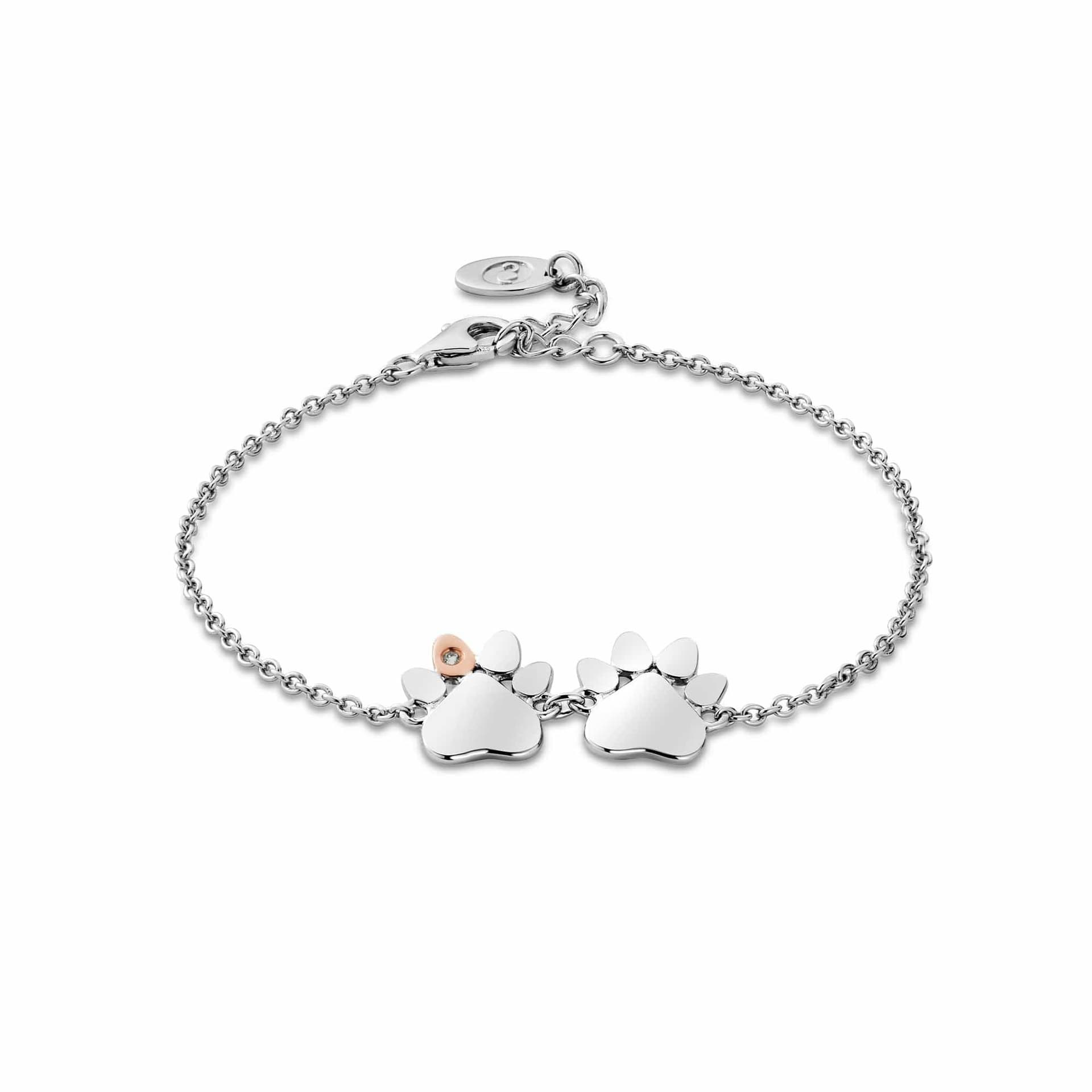 Clogau Clogau Women's Paw Prints Sterling Silver Double-Paw Bracelet with Topaz in Metallics