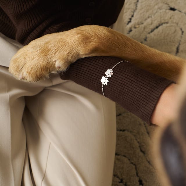 Clogau Clogau Women's Paw Prints Sterling Silver Double-Paw Bracelet with Topaz in Metallics - 3