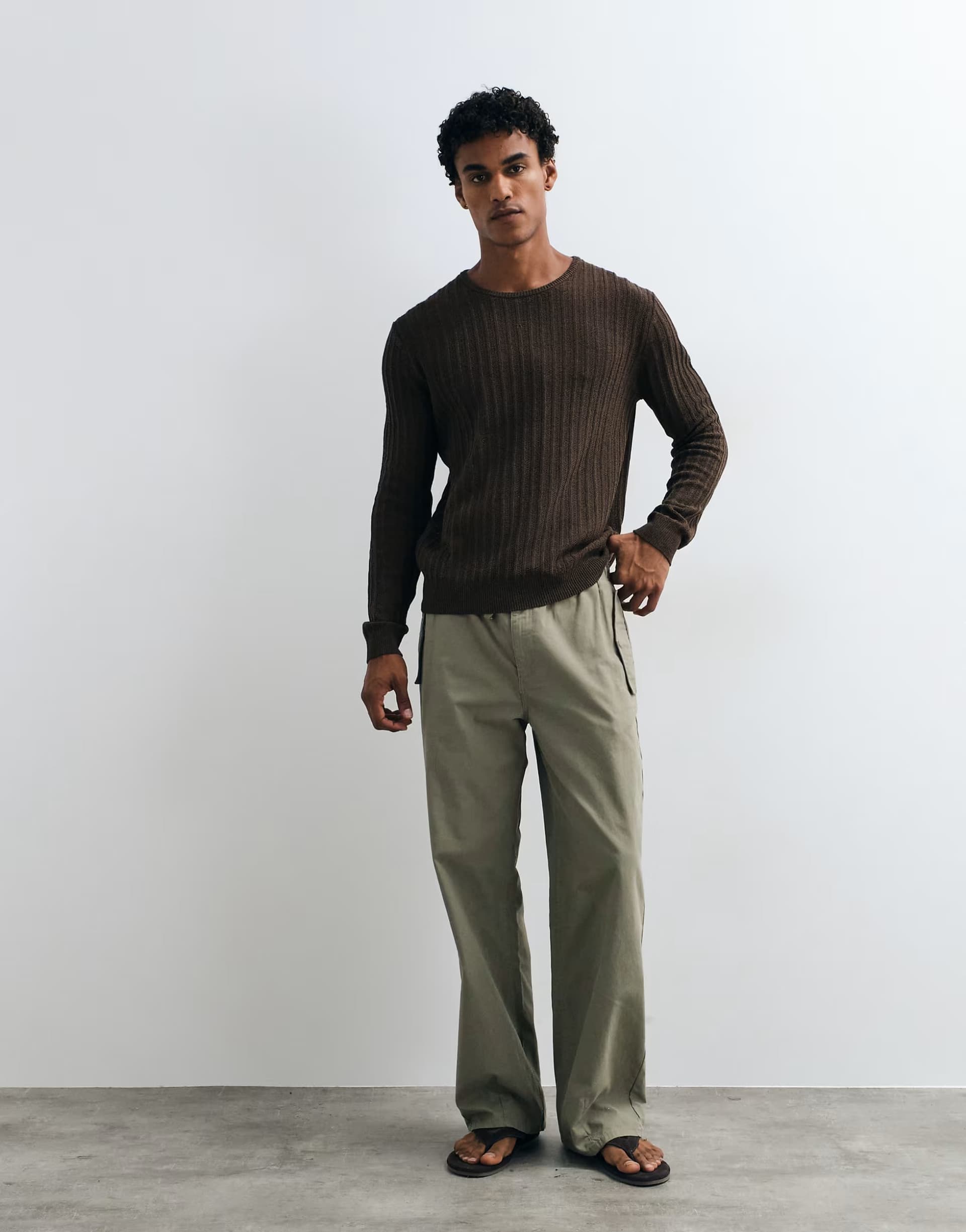 ASOS Mango lightweight jumper in brown