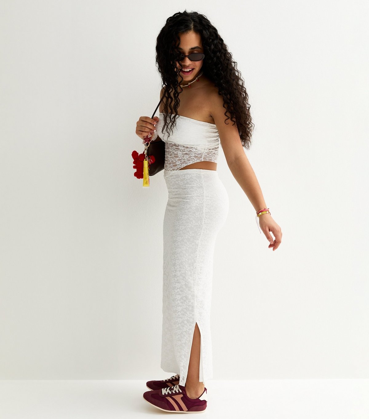 New Look Girls' White Lace Hanky Hem Bandeau Top New Look - 3