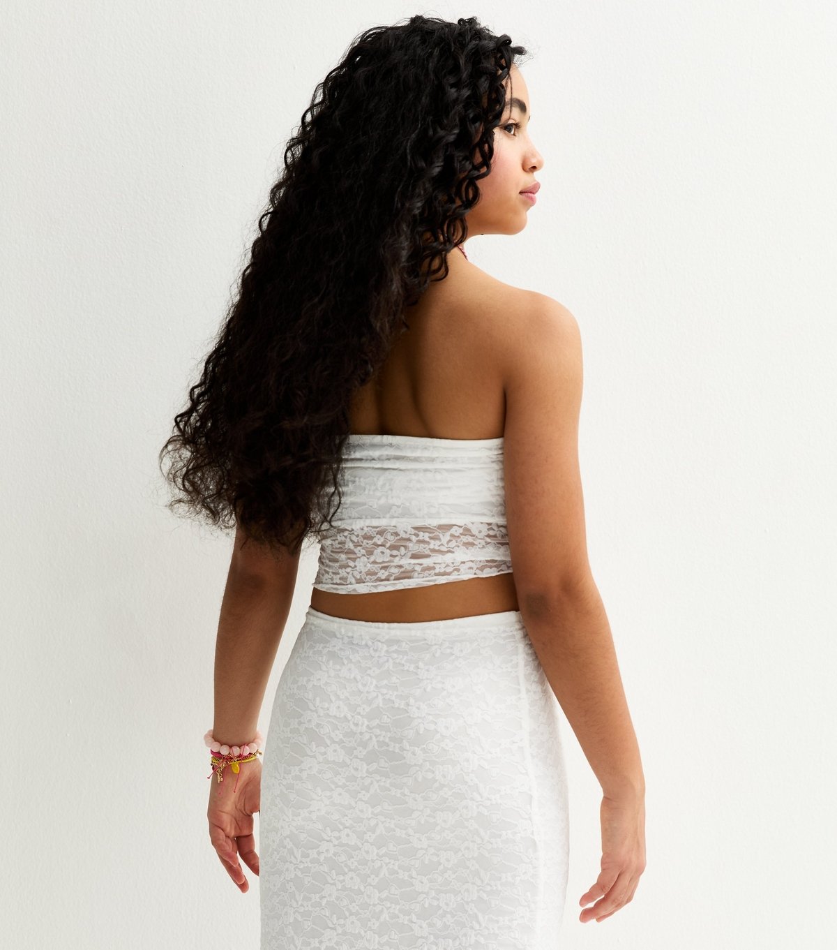 New Look Girls' White Lace Hanky Hem Bandeau Top New Look - 4