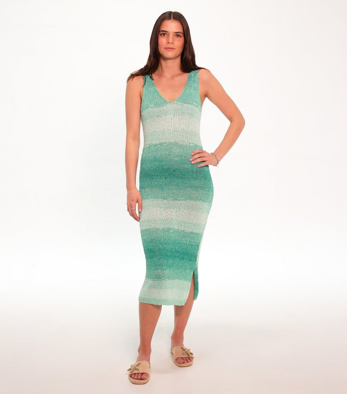 Sunshine Soul Women's Turquoise Graduated Knitted Midi Dress Sunshine Soul New Look