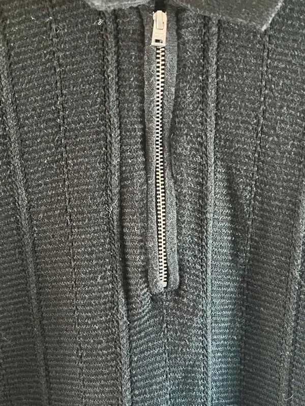 Abercrombie & Fitch Abercrombie & Fitch Ribbed Zip Knit Polo Shirt – Black – Size L