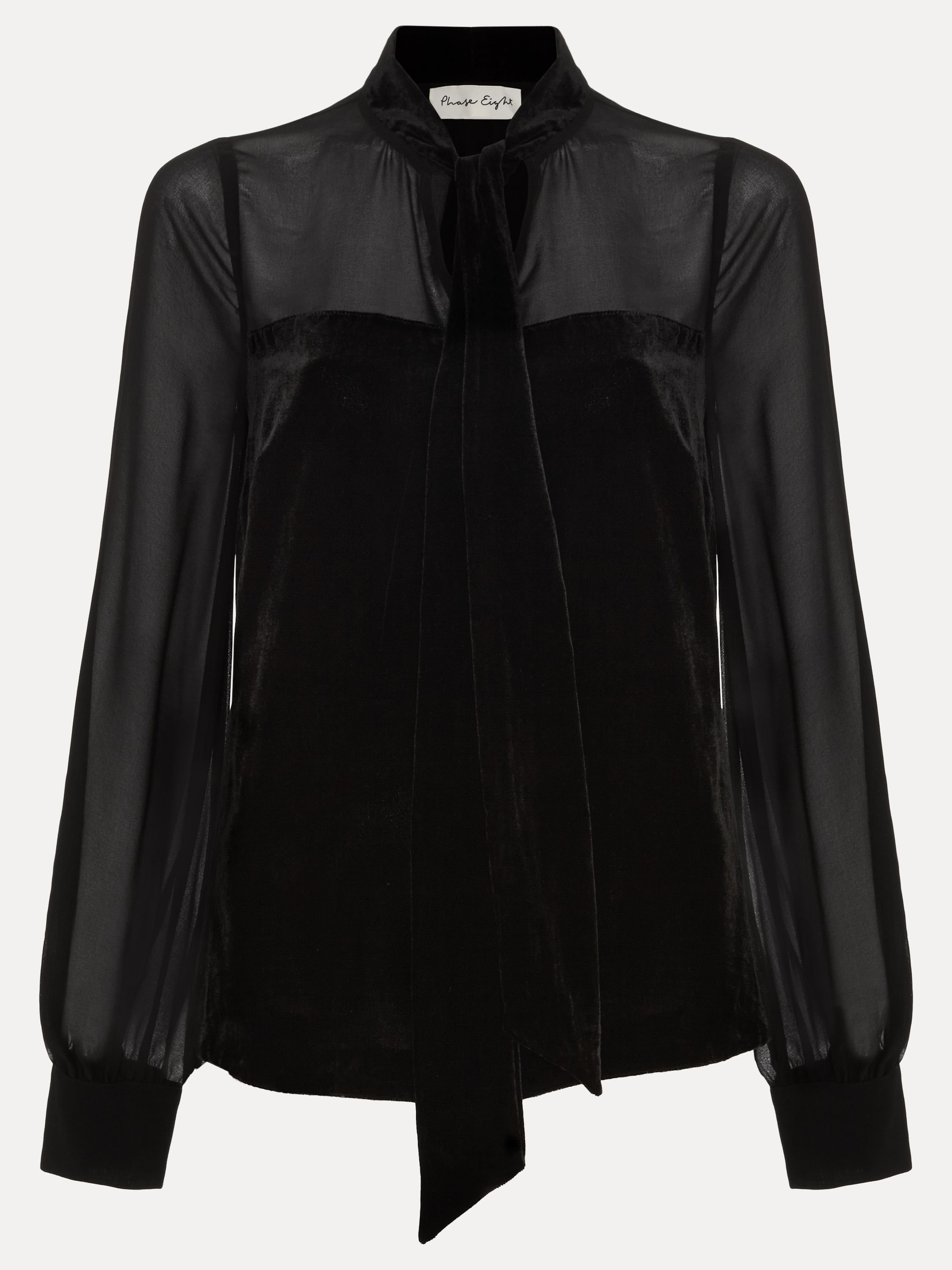 Phase Eight Phase Eight Women's Raye Velvet Pussybow Blouse in True Black - 2