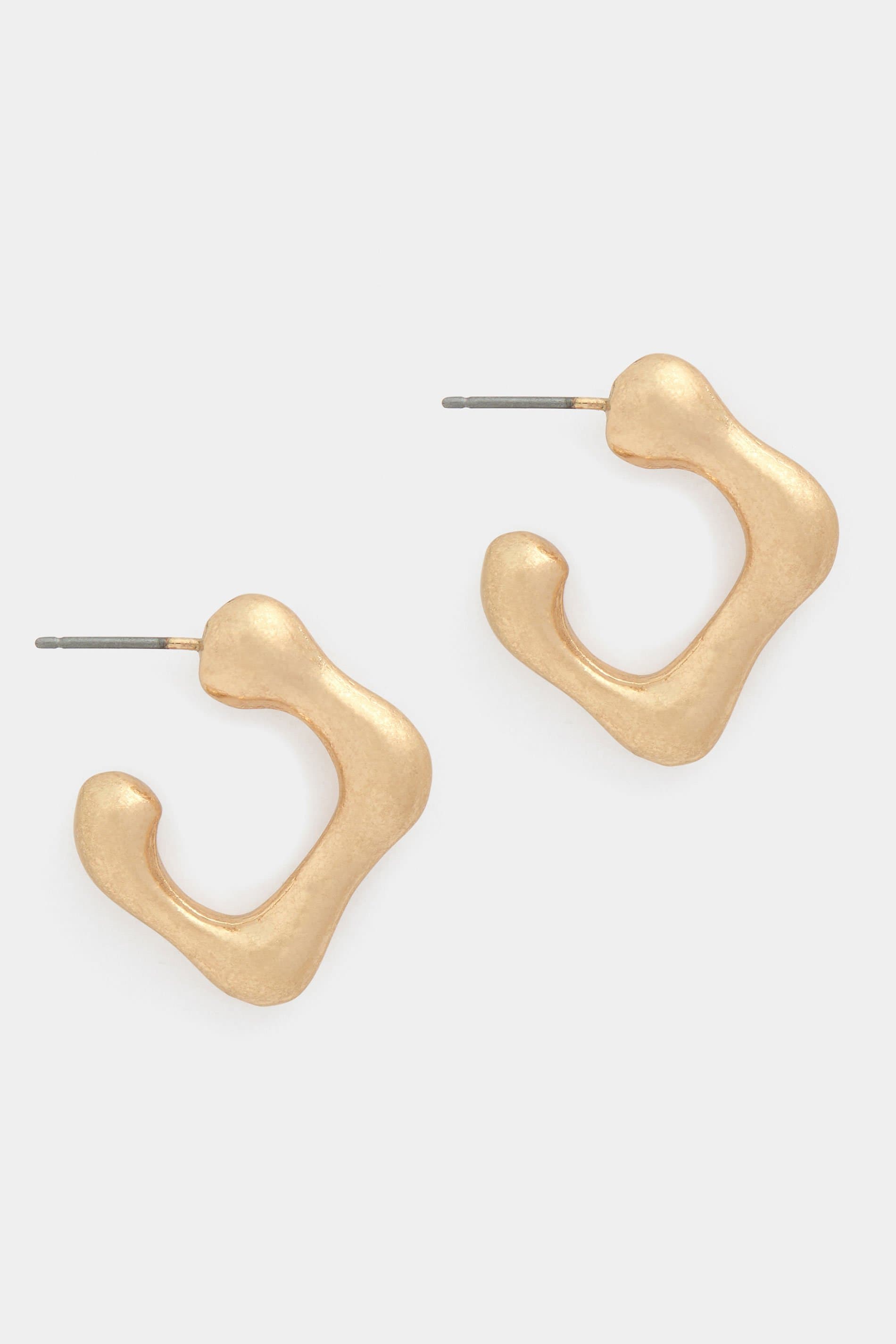 Yours Gold Metal Irregular Square Hoop Earrings