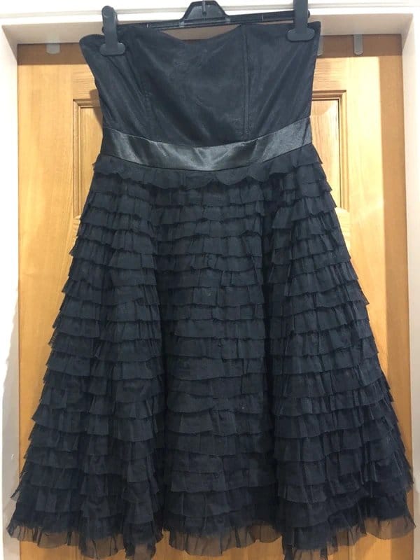 New Look Vintage Black Corset Ruffle Skirt Party Dress, M/10