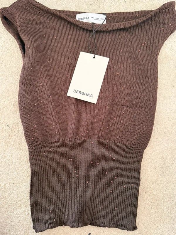 Bershka Bershka brown sequin top - brand new