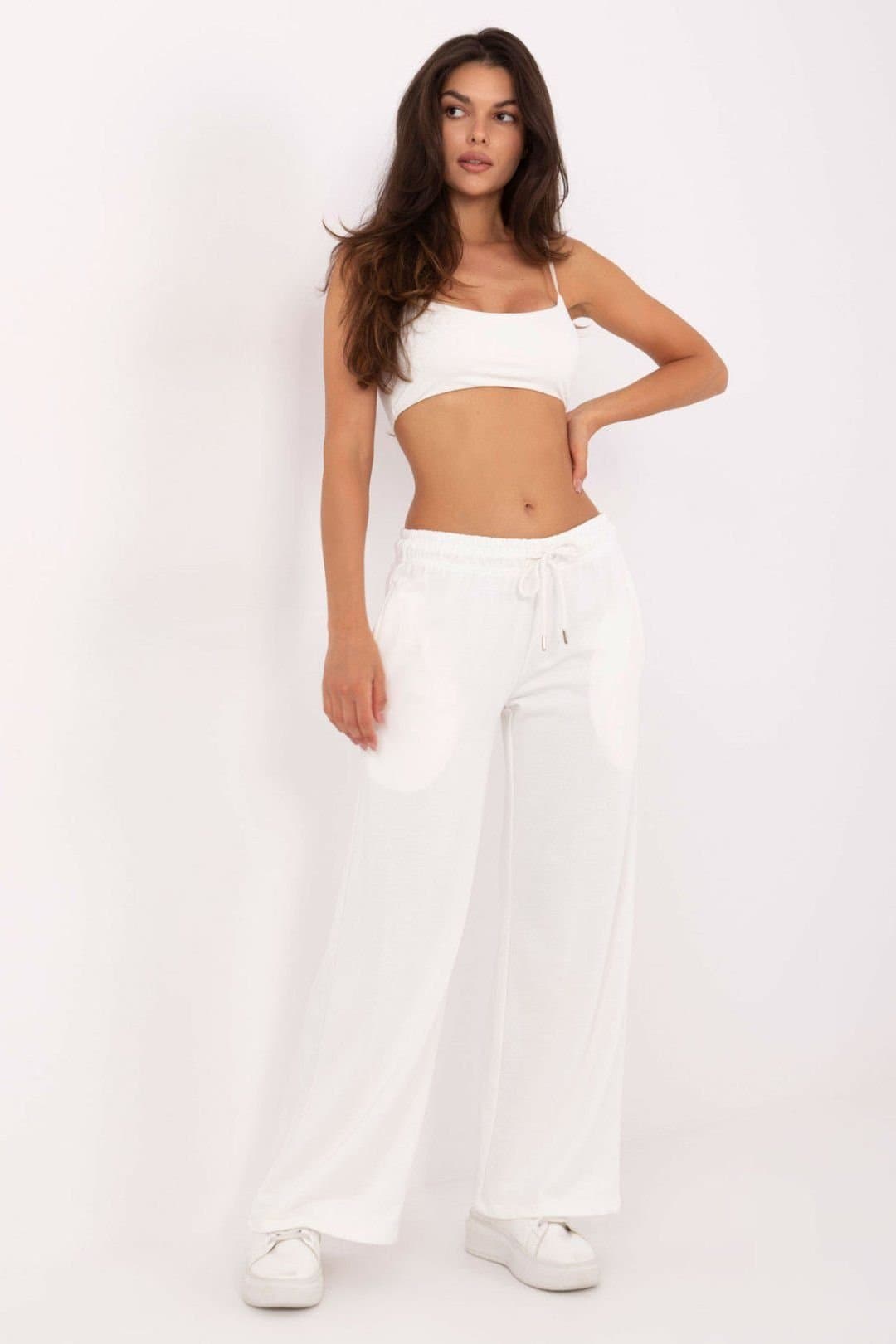 Love Lace Love Lace Women's Cotton Polyester Casual Sweatpants Trousers in White