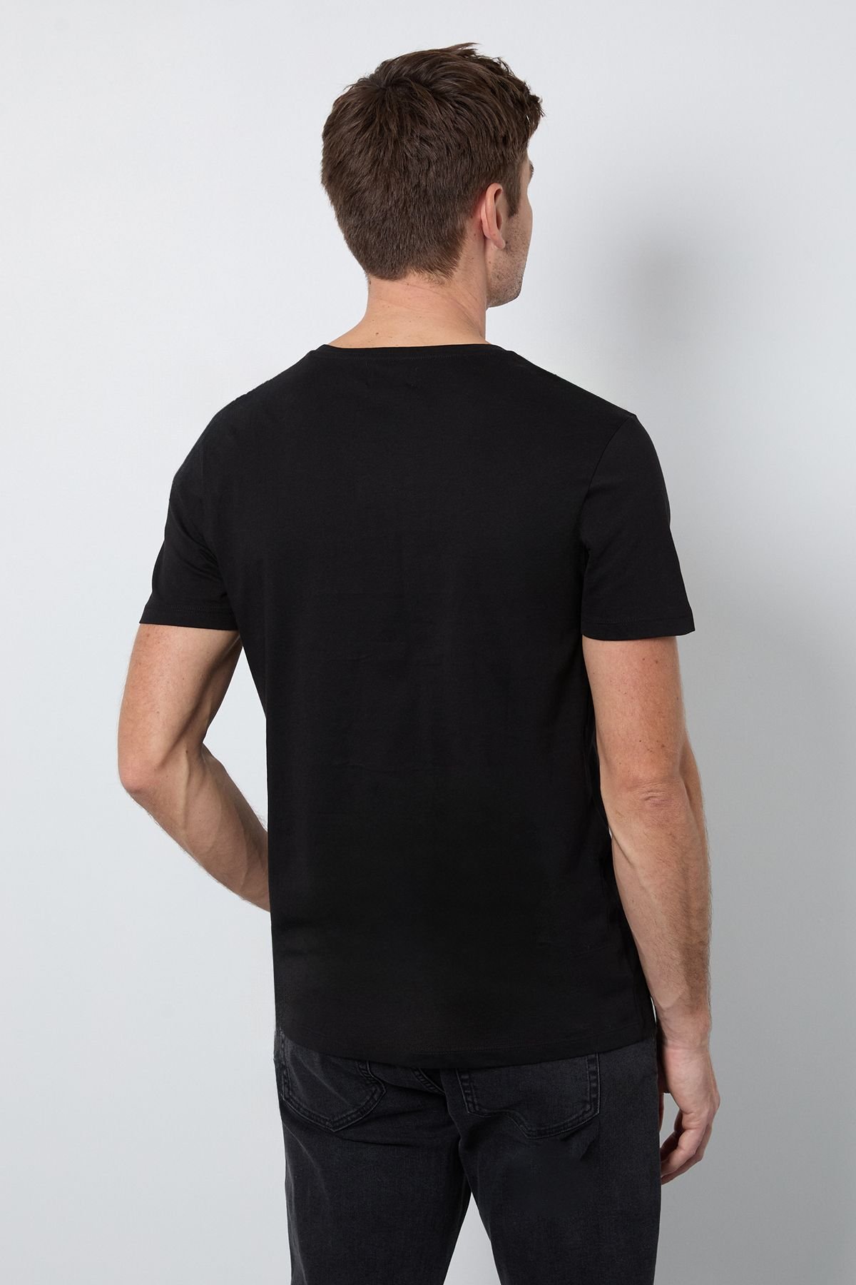 Burton Burton Men's Black Plain V Neck T-shirt - 3