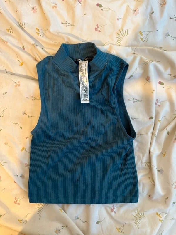 Zara zara blue navy high neck crop top