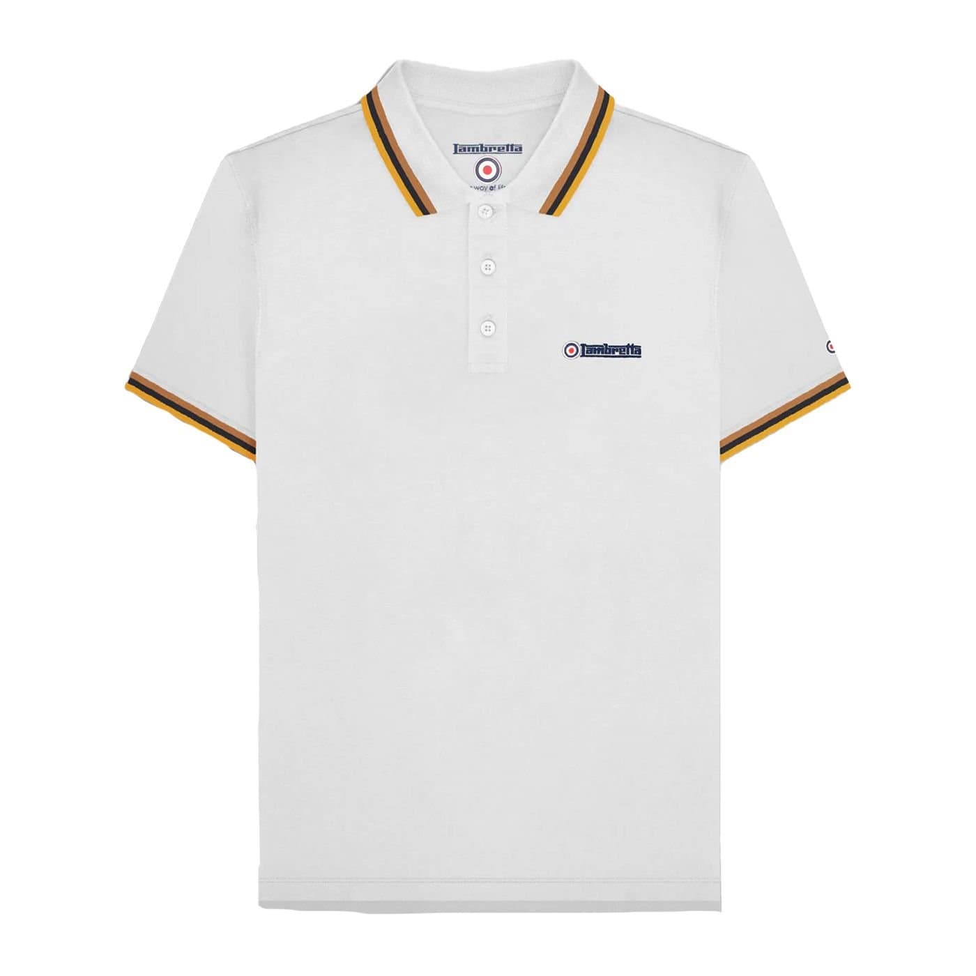 Lambretta Lambretta Men's SS25 Triple Tipped Polo Shirt in Off-White