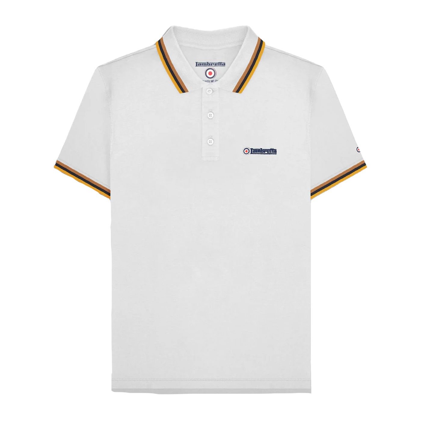 Lambretta Lambretta Men's SS25 Triple Tipped Polo Shirt in Off-White - 3