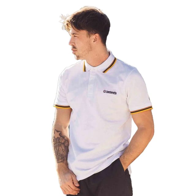 Lambretta Lambretta Men's SS25 Triple Tipped Polo Shirt in Off-White - 3