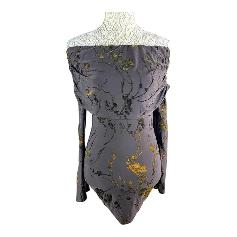 PrettyLittleThing Pretty Little Thing Off-Shoulder Mini Dress Women’s UK Size 8 Long Sleeve Ruched