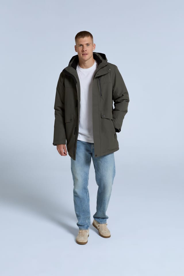 Animal Animal Men's 'Lisbon' Waterproof Breathable Side Pockets Taped Seams Thermal Parka in Olive - 2
