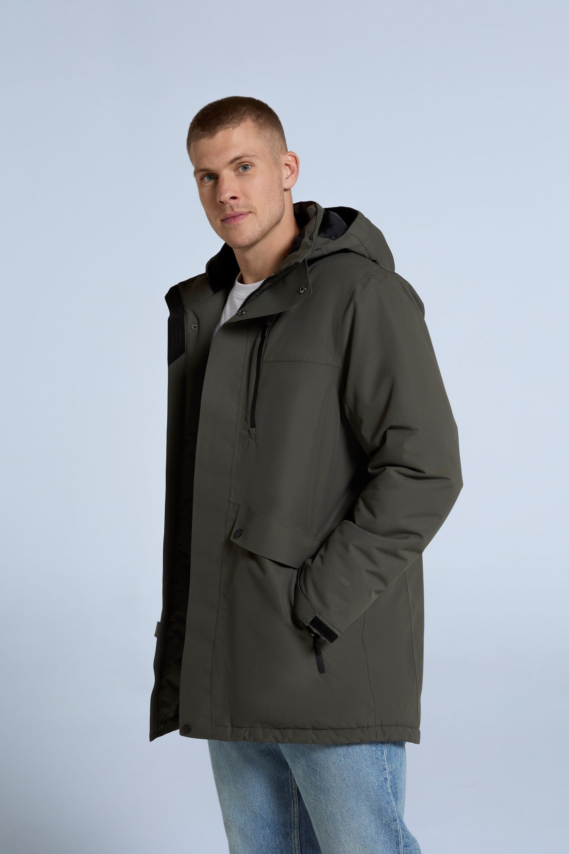 Animal Animal Men's 'Lisbon' Waterproof Breathable Side Pockets Taped Seams Thermal Parka in Olive - 4