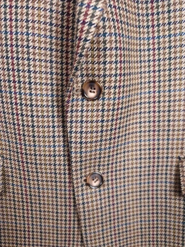 St Michael Beige Houndstooth Check Wool Tweed Blazer