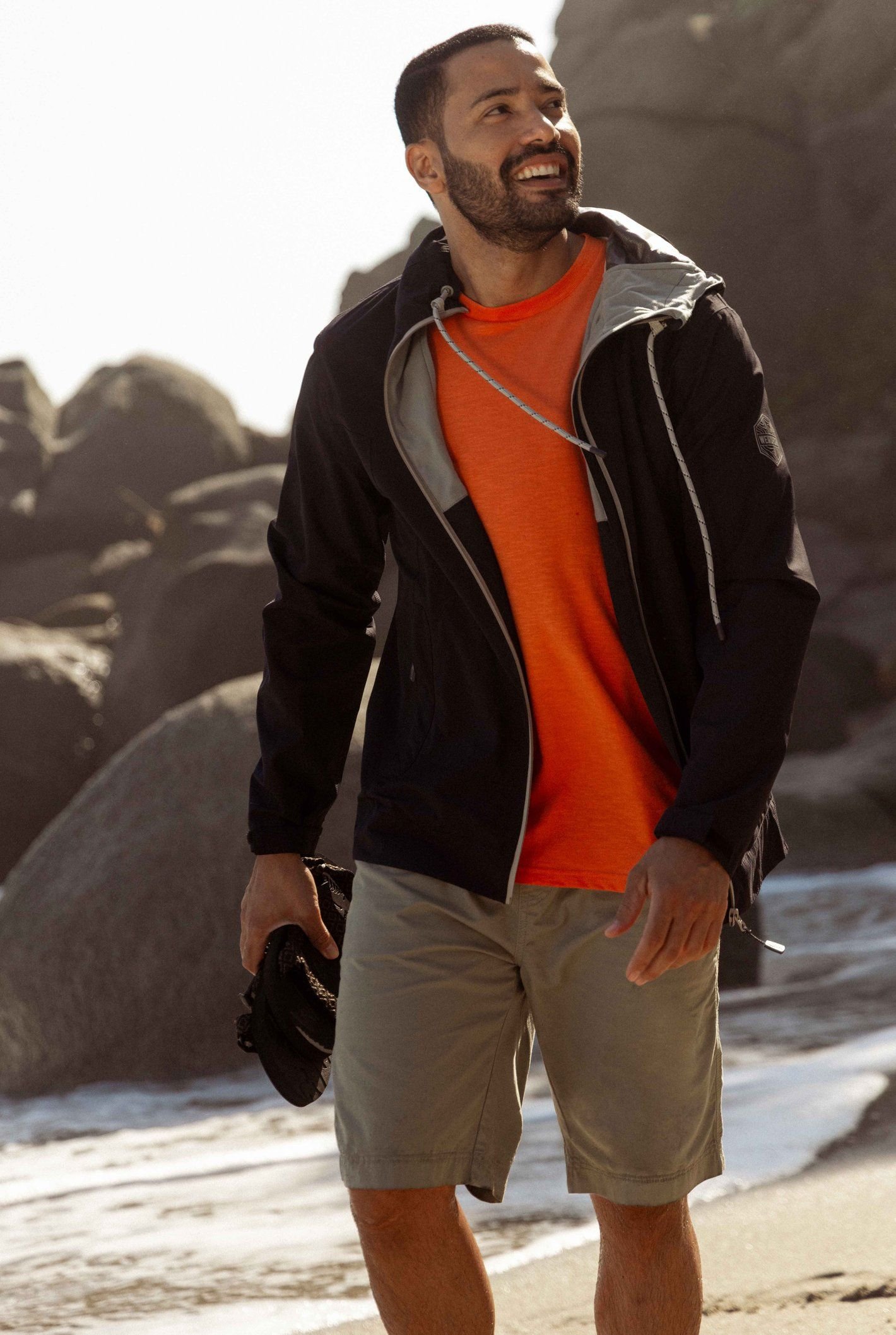 Weird Fish Weird Fish Men's Prescott Waterproof Packable Jacket in Black - 1