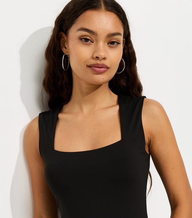 New Look Women's Petite Black Square Neck Neck Sleeveless Bodysuit New Look - 3