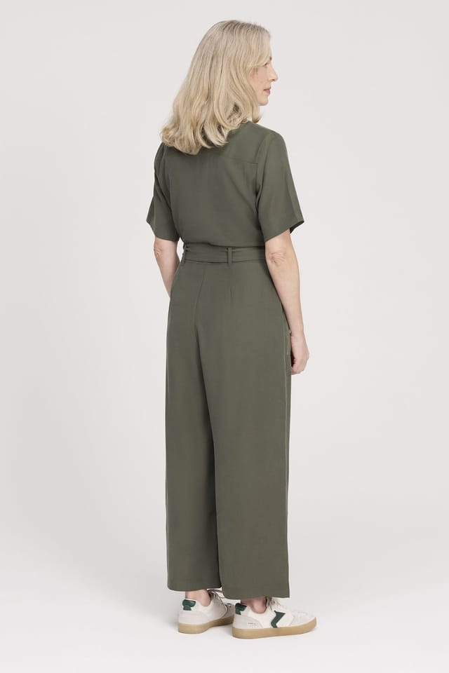 Finery London Finery London Women's Marie Wide Leg Cropped Jumpsuit in Olive - 3